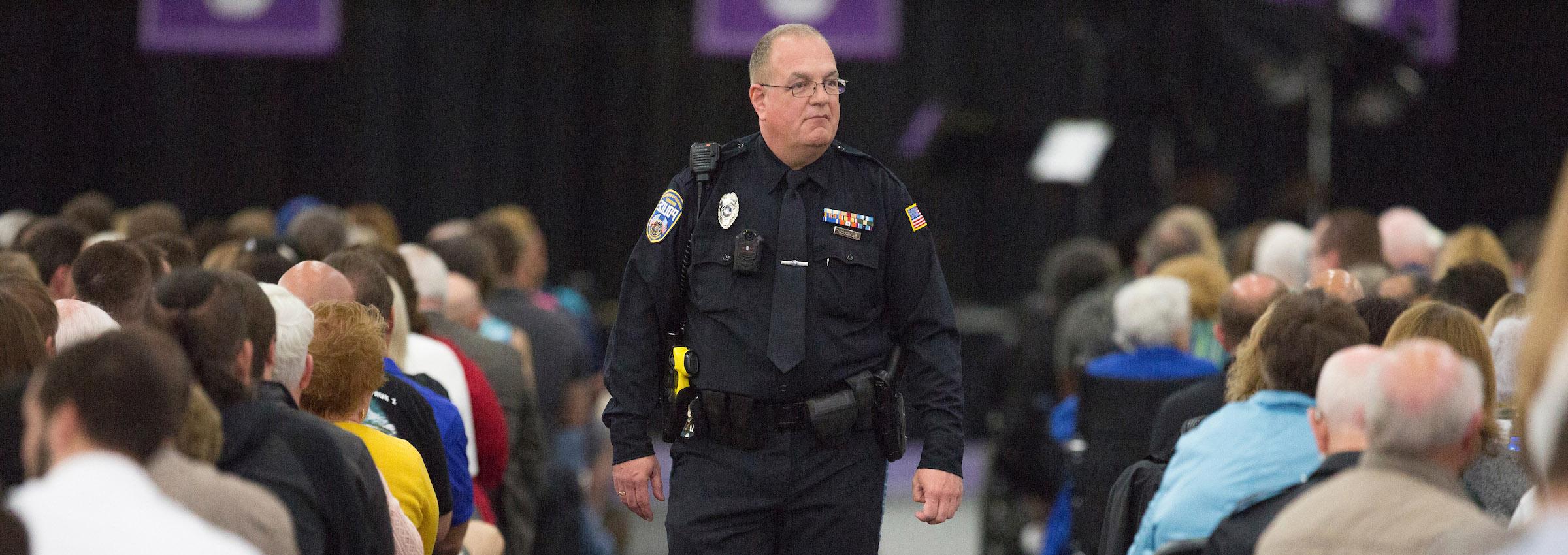 Police officer from UW-Whtiewater at commencement