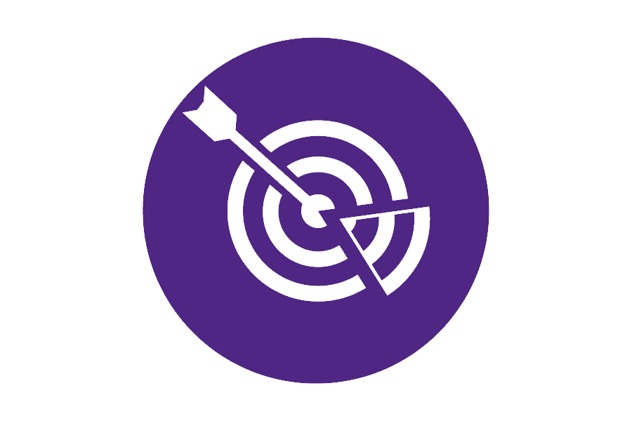  靶心图形与箭头在紫色的背景.