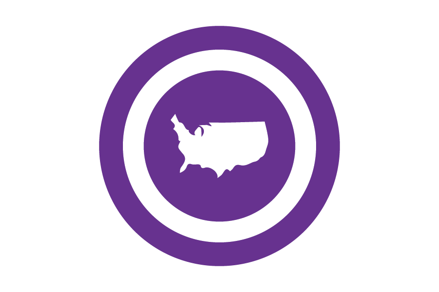 紫色背景上的美国图标.