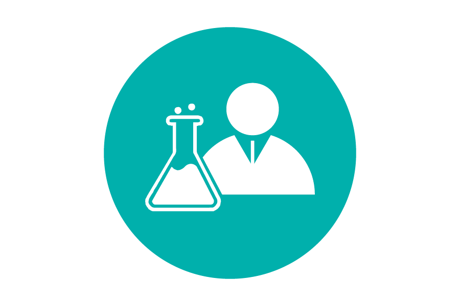 Icon of a person next to a beaker.